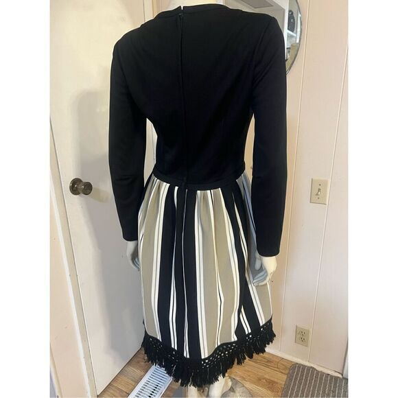 Roos Atkins San Francisco STUNNING ‘60s Vintage black & multi striped Fringe Hem - Picture 3 of 7